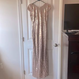 Long ball gown or party dress rose gold